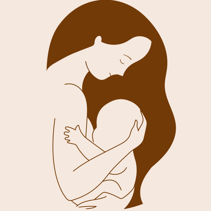 Illustration einer Mutter die liebevoll auf ihr Kind blickt